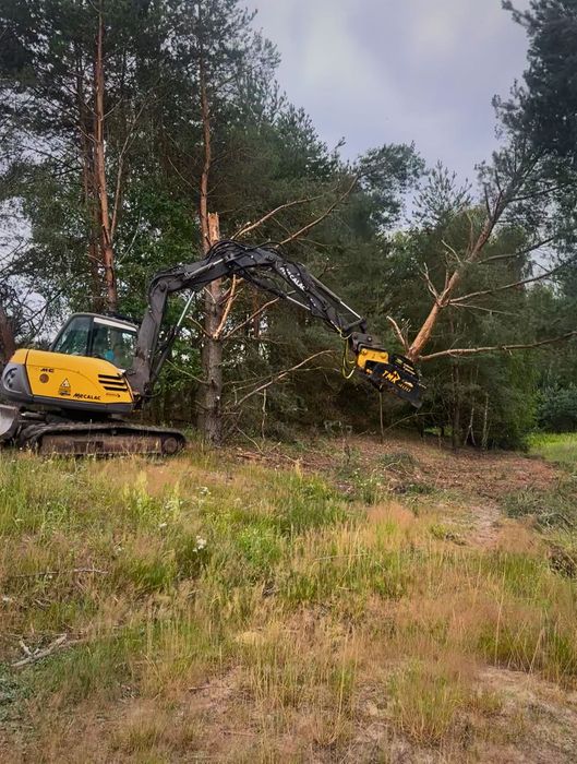 Wycinka drzew krzewów mulczer leśny na nasypach rowach melioracyjnych