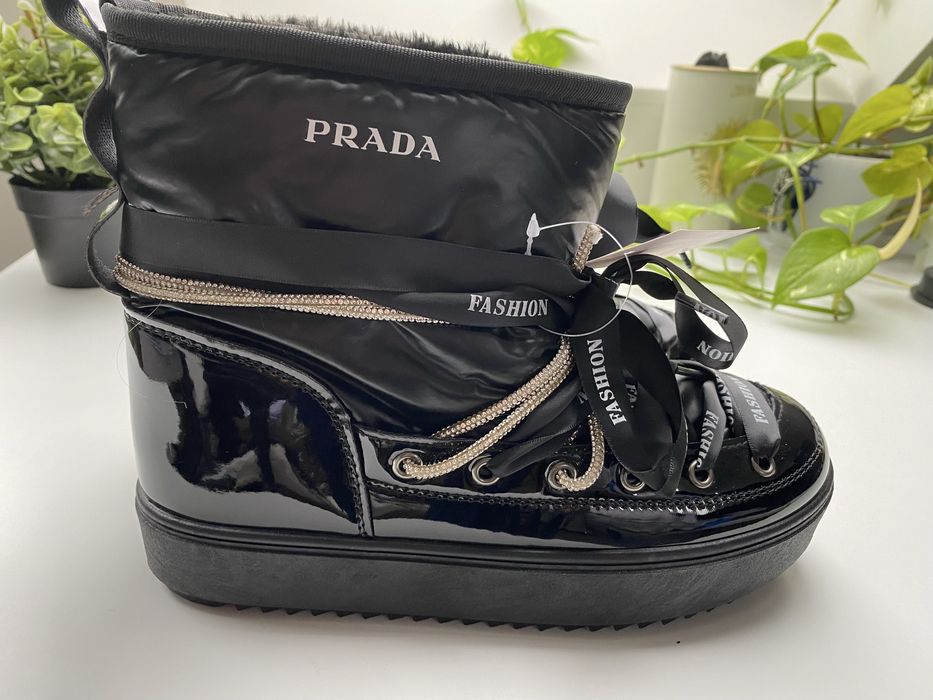 Buty sniegowce z napisem prada