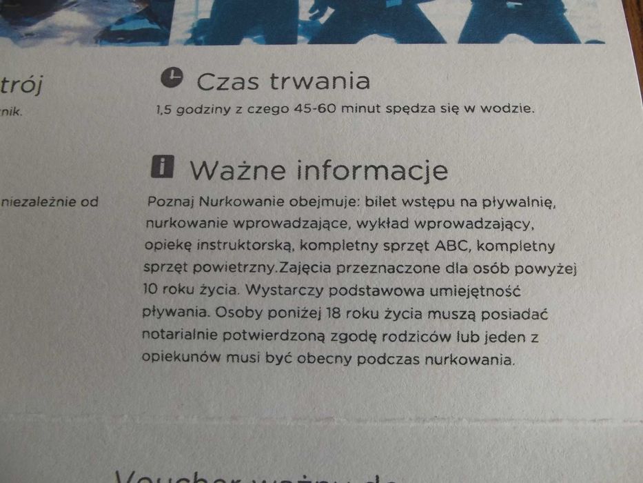 Voucher na nurkowanie Warszawa