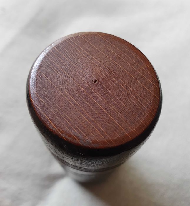 Caixa tubular de madeira para tabaco, 11 cm, com cerca de 100 anos