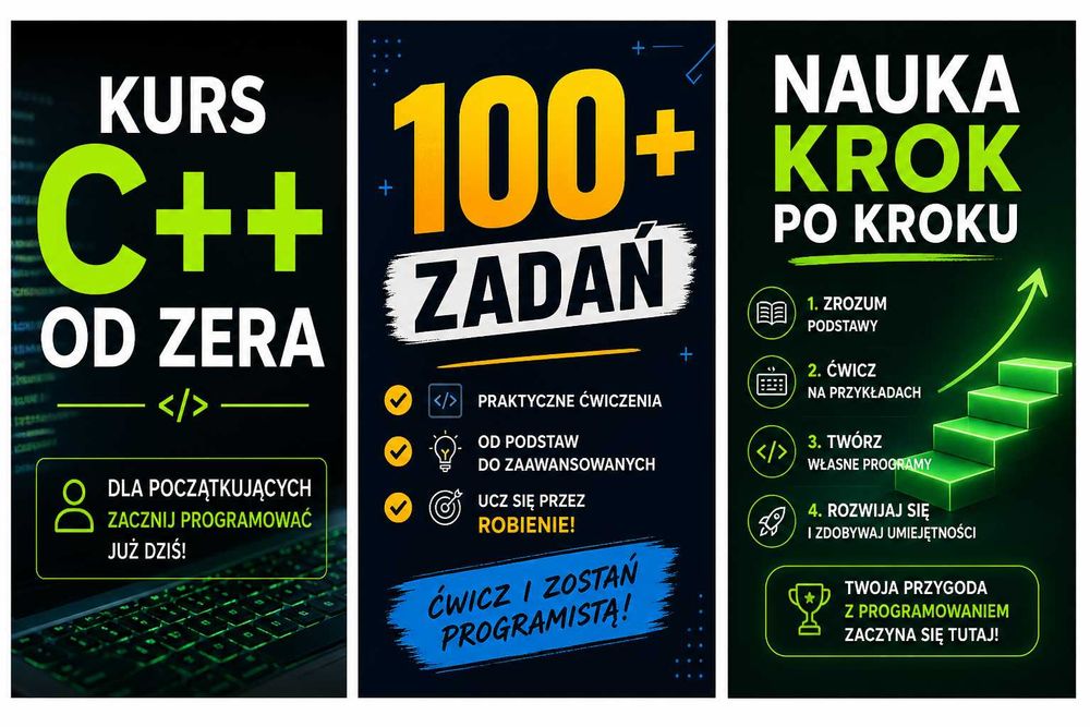 Nie ogarniasz C++?  Nauka od zera + 100 zadań (prosto i krok po kroku)