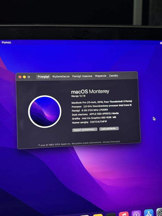 Sprzedam MacBooka Pro z 2016 roku z Touchbarem