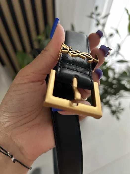 Pasek Damski YSL Czarno Złoty Yves Saint Laurent