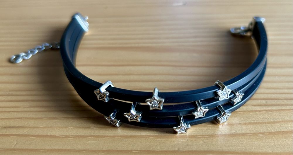 Conjunto Gargantilha e Pulseira Prata 925 com Pedras Zircónias (Estrelas)