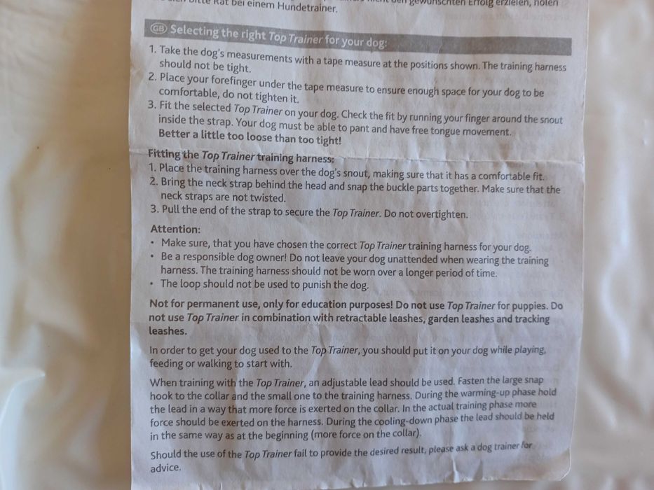 Açaime de Treino Trixie Novo Tamanho S