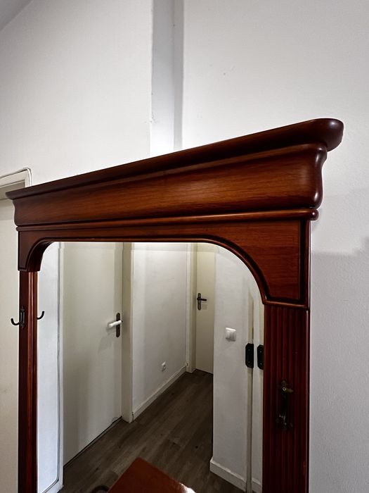 Móvel de entrada/recebidor de madeira com espelho