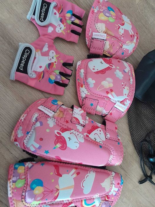 Cotoveleiras luvas e joelheiras para menina 3-6 anos