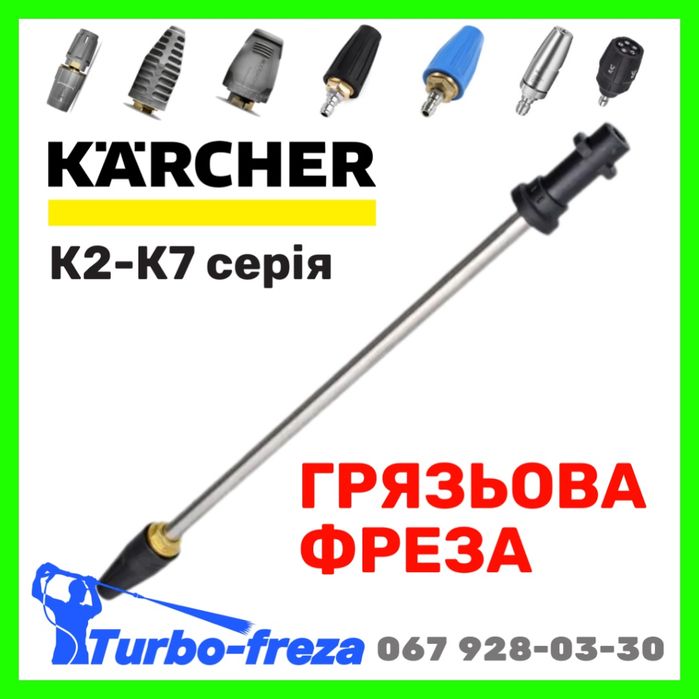 Грязьова фреза роторна турбо насадка до мийки Керхер K2 K3 K4 K5 K6 К7
