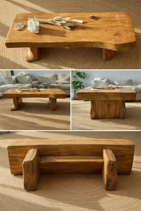 Mesa rústica em madeira maciça – peça única