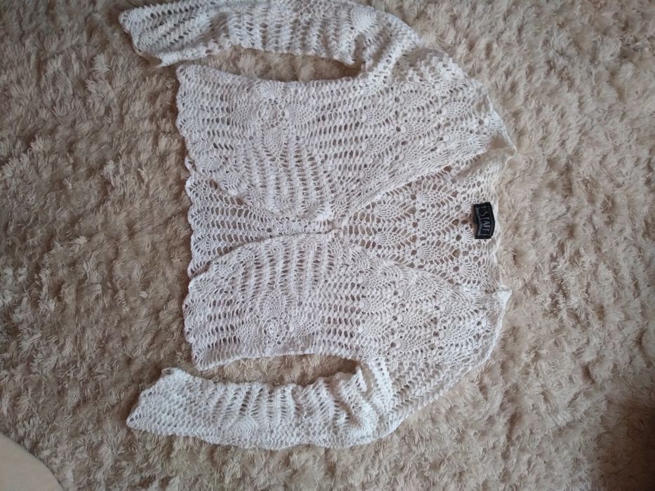Wdzianko koronkowe sweter ażurowy biały 42 - 44 xl