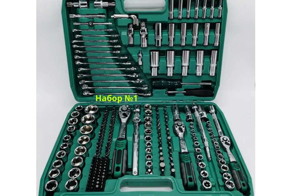 Наборы ручных инструментов ключей головок New Tools от 47 до 216эл. Набір ручних інструментів ключів головок тріскачок від