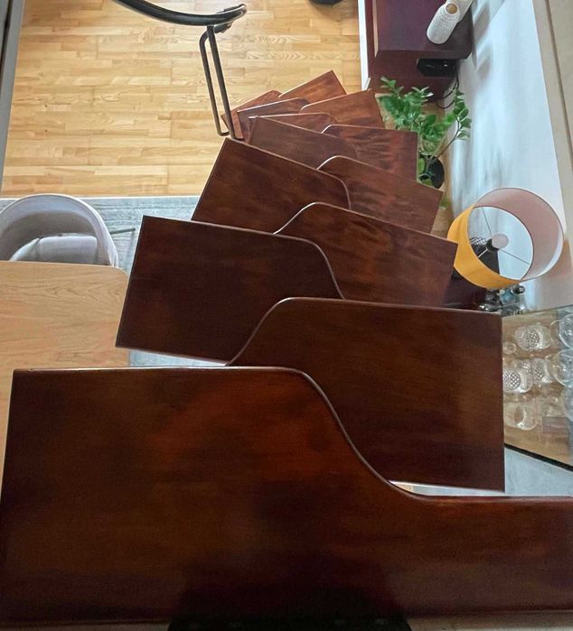 Schody kacze 13 stopni konstrukcja metalowa + drewno bukowe