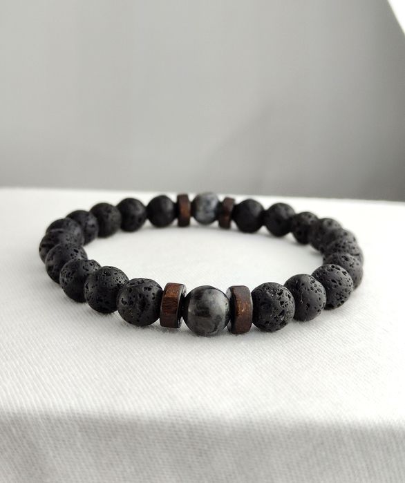 NOWA Bransoletka męska z lawy wulkanicznej prezent