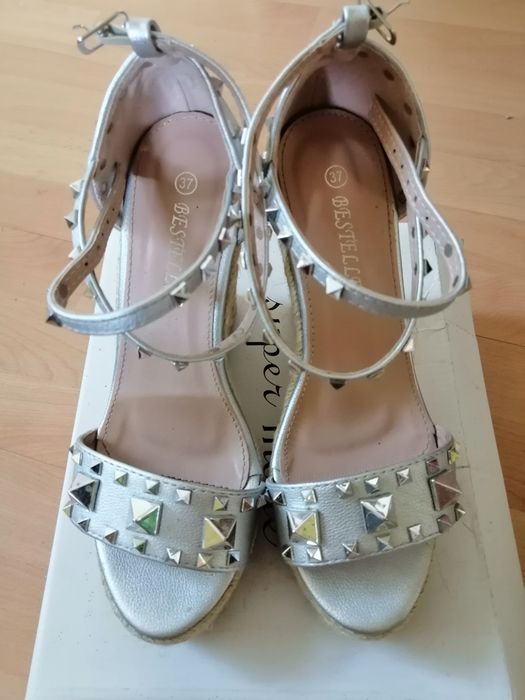 Sandałki espadyle srebrne wkładka 24cm