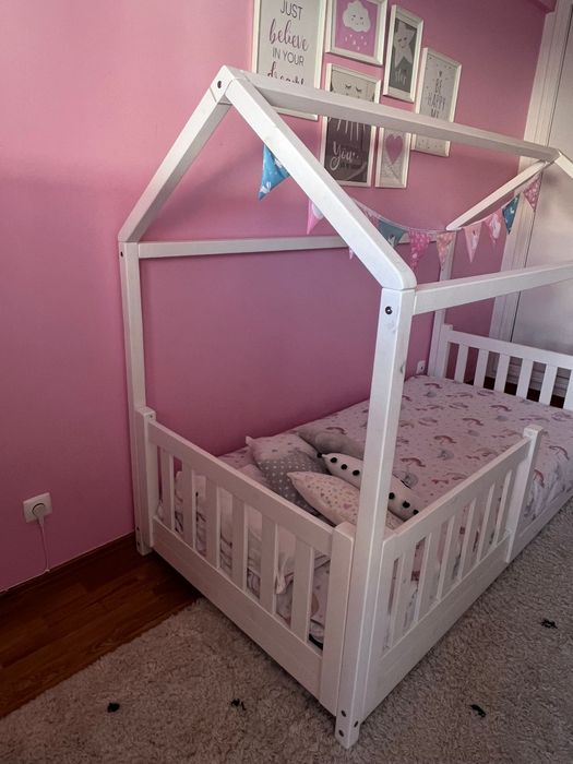 Cama infantil casa Pinho 90x200 branco