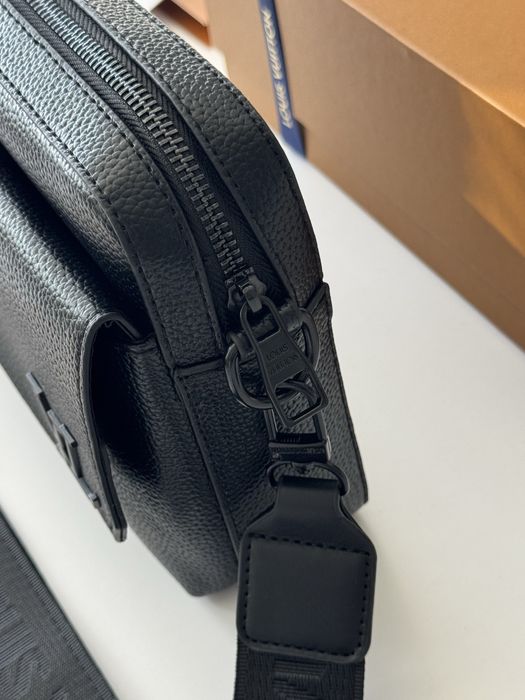 Сумка Louis Vuitton Fastline, чоловіча чорна шкіряна сумка, месенджер через плече, фастлайн луі вітон
