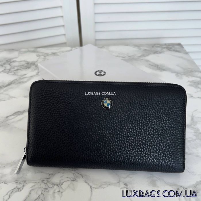 Мужской кожаный кошелек клатч BMW шкіряний гаманець