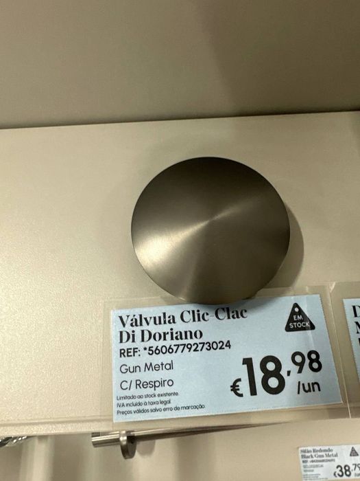 Válvula click-clack para lavatório Gun Metal – Nova