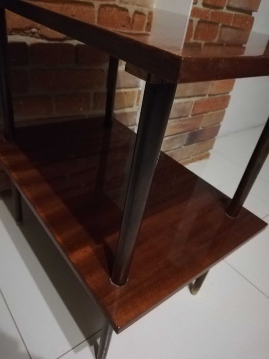 stolik patyczak pomocnik konsola gazetnik PRL vintage politurowany
