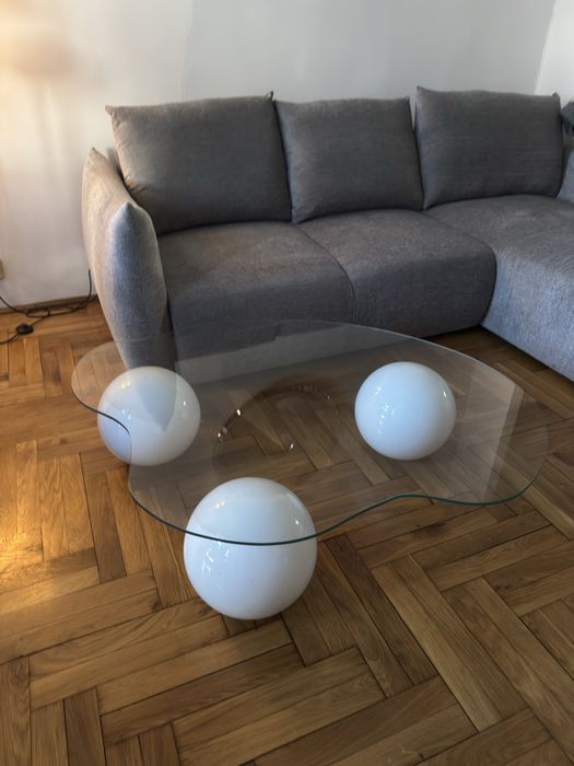 Stolik Picco the Finder biale kule szklo hartowane design polski
