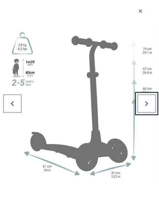 Trotineta decathlon oxelo 3 rodas menina