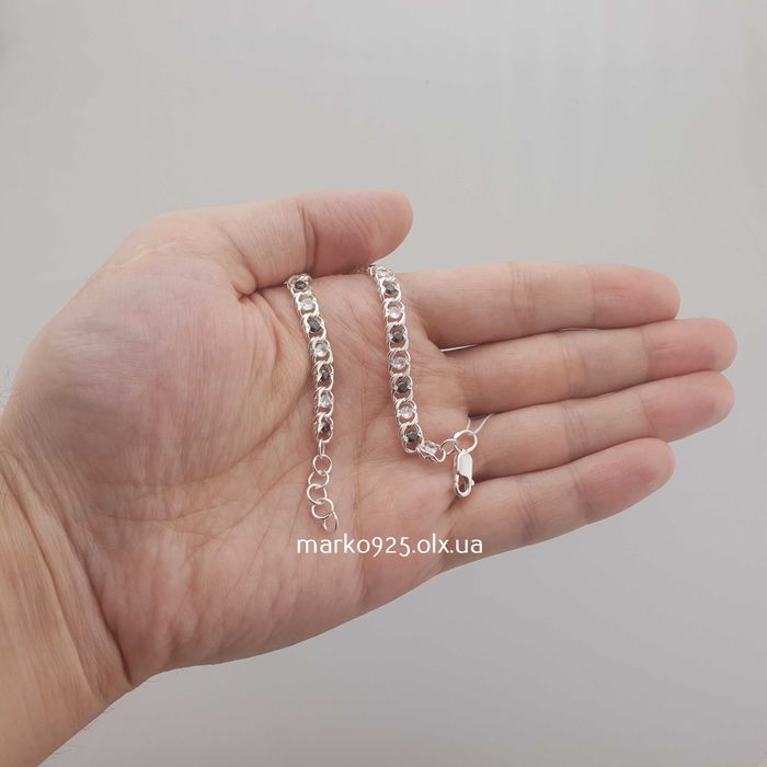 Жіночий срібний браслет чорно-білий арабський Бісмарк широкий подвійни