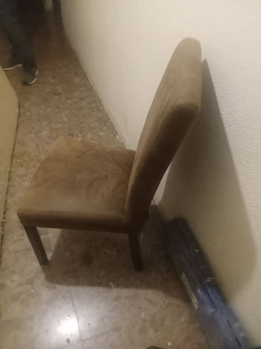 6 cadeiras em camurça e madeira pura