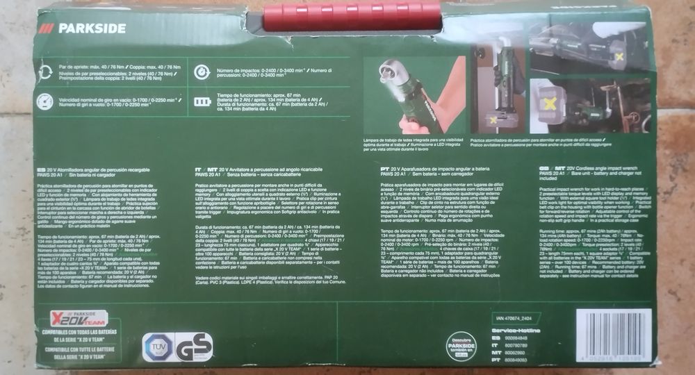 Aparafusadora de impacto angular Parkside a bateria 20V