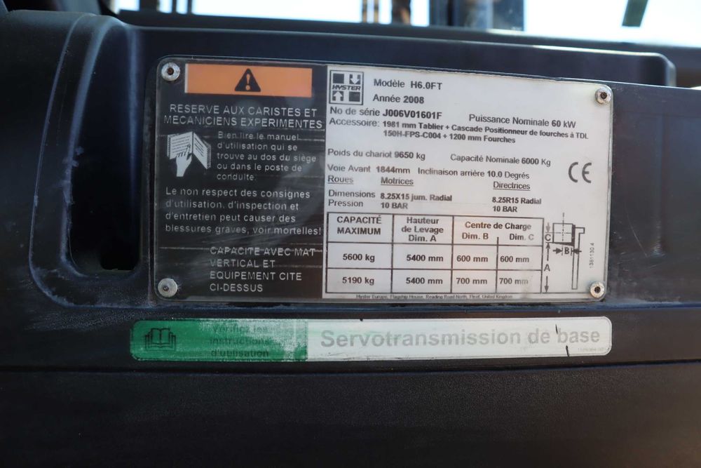 Hyster Fortens H6.0FT 5600 kg 2008 Empilhador Diesel