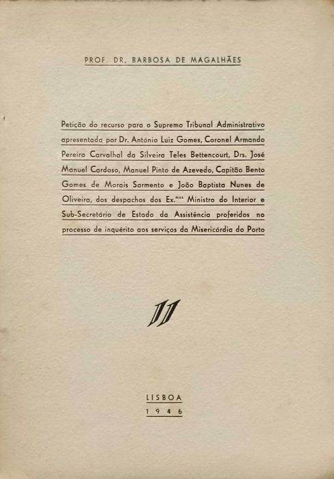Dr. Barbosa de Magalhães 1946 Petição de Recurso