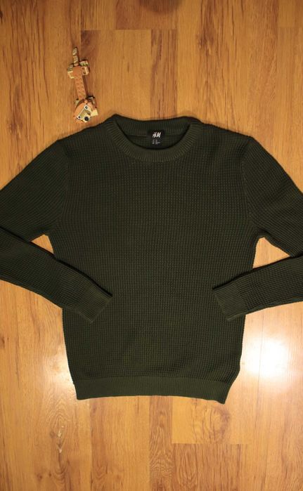 Sweter H&M r. XS zielony damski akryl bawełna damski