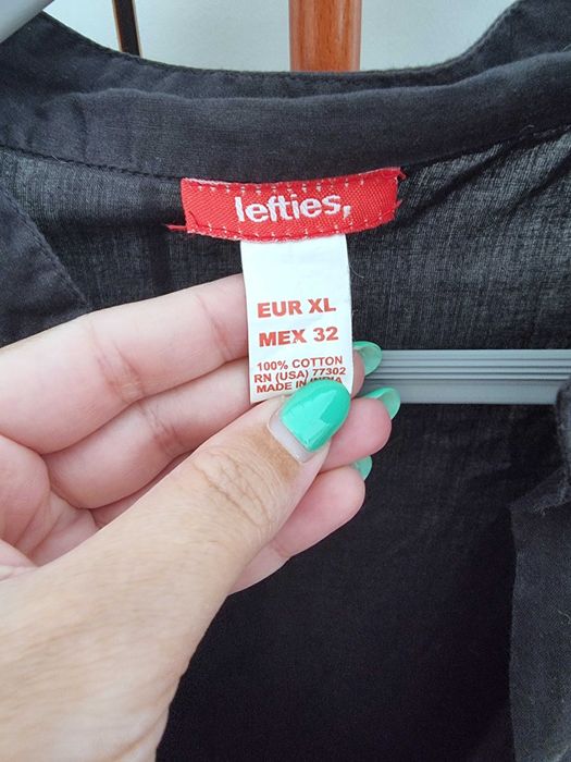 Túnica preta 100% algodão Lefties, tamanho XL