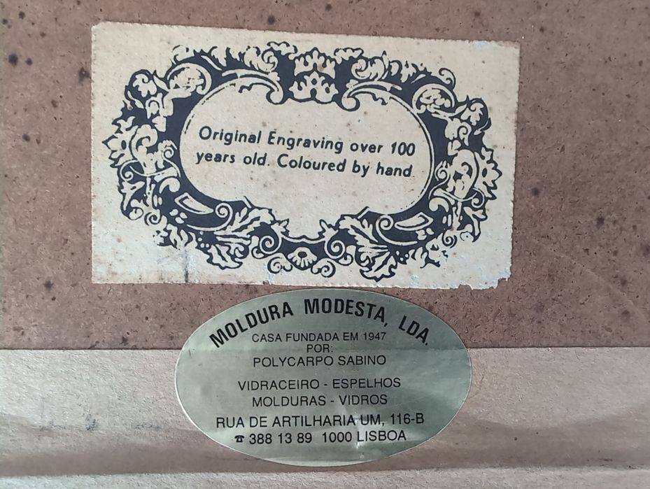 Gravura inglesa sec. XXI colorida à mão