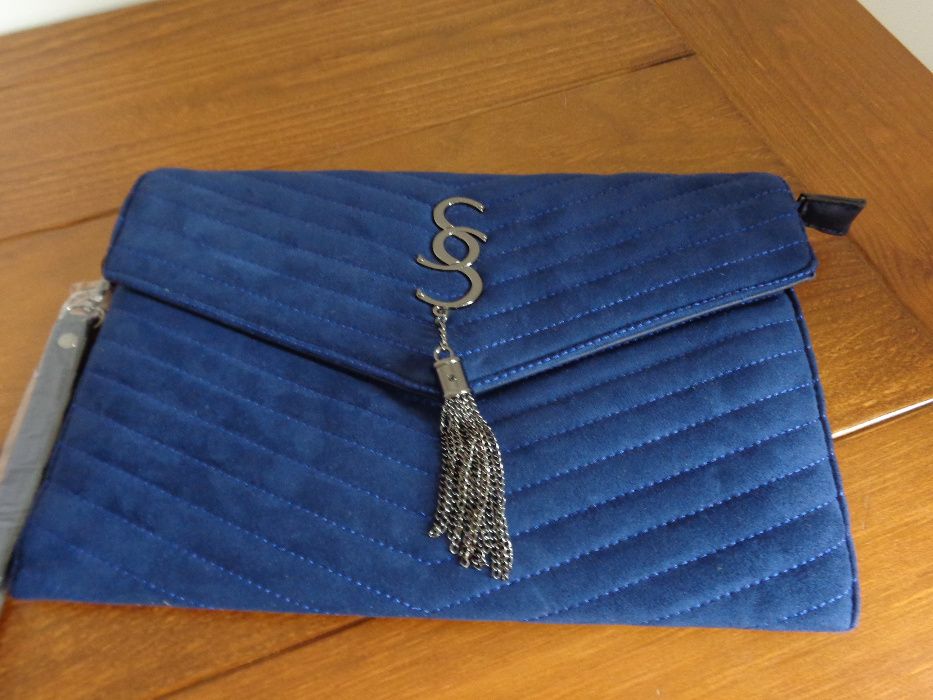 Mala / clutch azul veludo