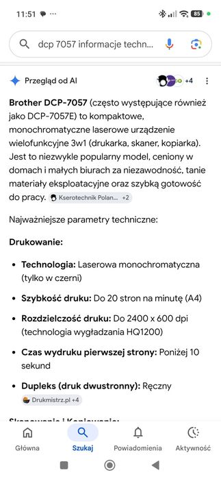 Drukarka skaner kopiarka 3w1 Brother DCP - 7057 + 3x toner
