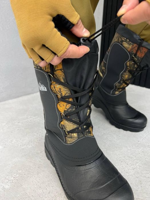 Теплі водонепроникні гумові чоботи на шнурівці "Аляска"