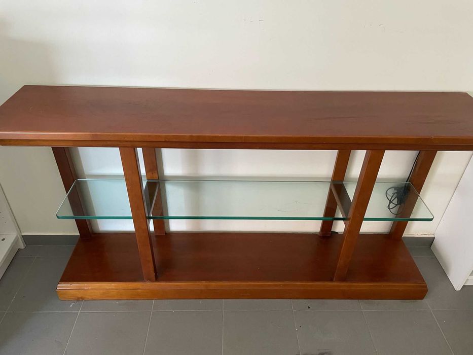 Consola Cerejeira e Vidro
