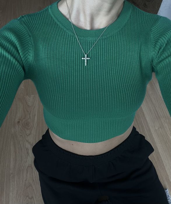 Лонг вкорочений в зелений рубчик