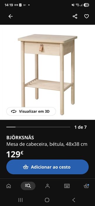 Cama Bjorknas 160cm + estrado + colchão + mesas de cabeceira