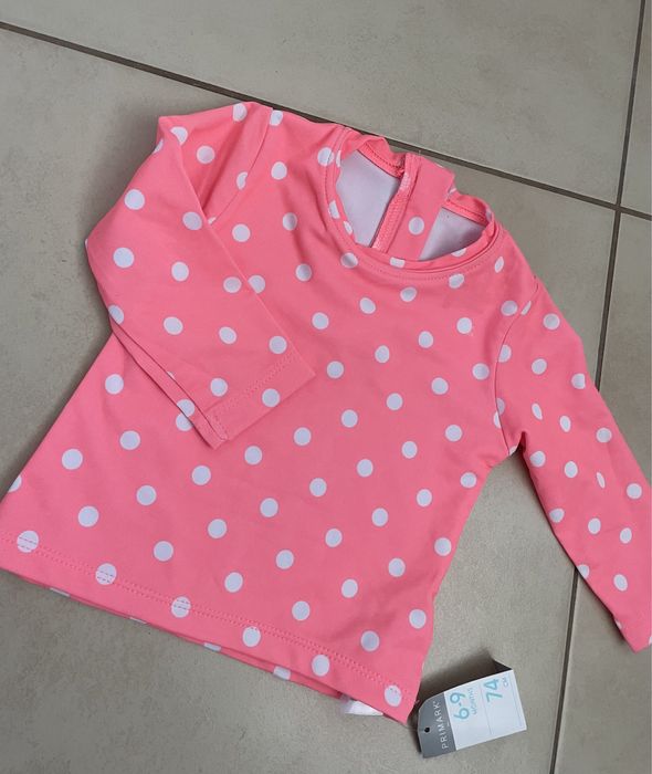 Nowa Primark koszulka plazowa UV groszki 74
