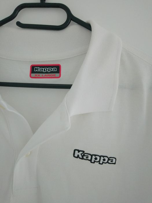 Kappa koszulka polo biała XXL duży rozmiar casual