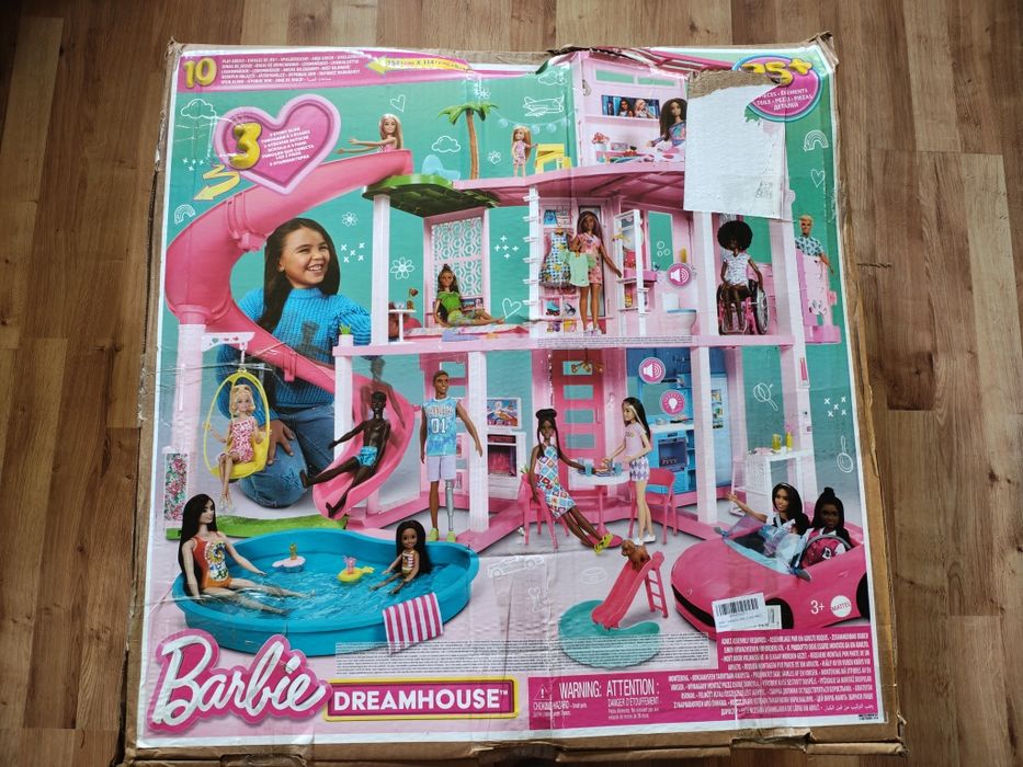 Domek Barbie Dreamhouse, Dom Marzeń, Domek dla lalek + mebelki i akcesoria, dla dzieci 3+ HMX10 cena tylko dzis