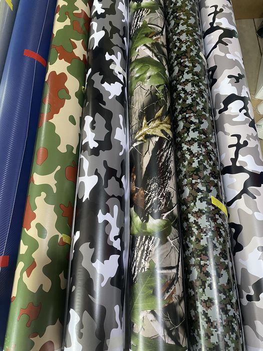 Плёнка под камуфляж, виниловая плёнка , мат, глянец , под карбон.