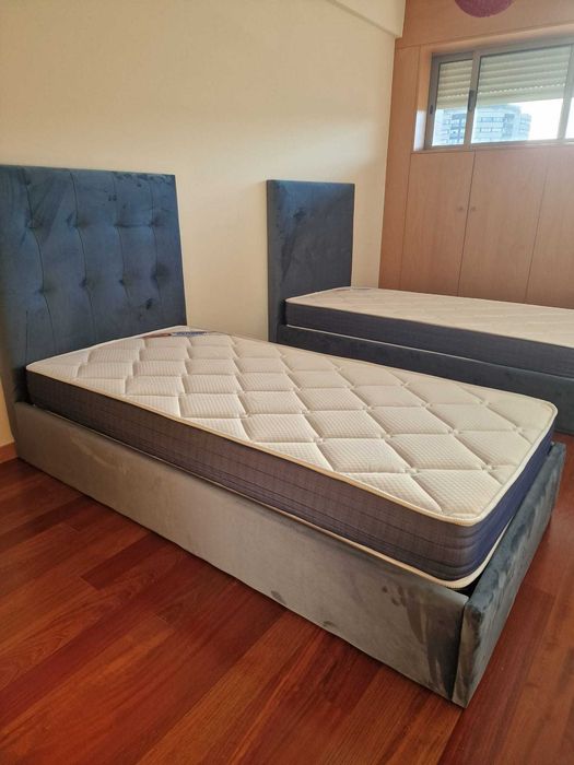 Camas de Solteiro Estofadas de Luxo 199€ - Disponíveis em Várias Cores! 190x90m! topp de Gama Novas Direto Da Fabrica