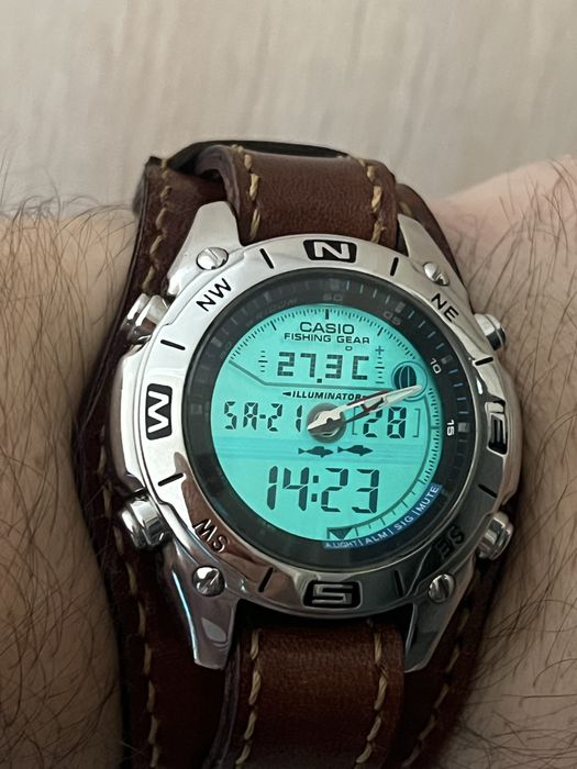 Годинник casio amw 702 fishing gear,для риболовлі, stainless steel