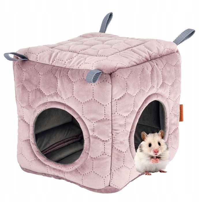 kostka domek 2 wejścia chomik mysz królik szczur koszatniczka 22x22cm