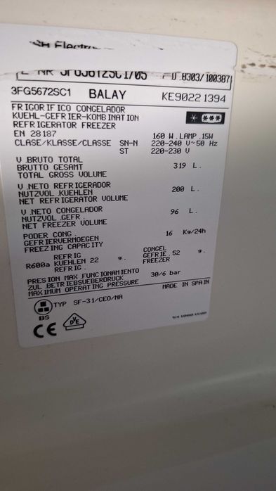 Frigorifico combinado Balay