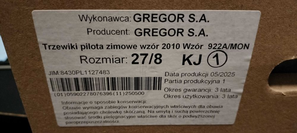 NOWE Trzewiki pilota zimowe wz. 922A/MON buty wojskowe rozm. 27