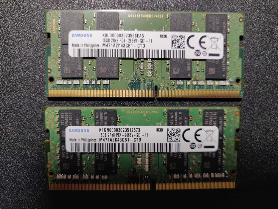 Samsung 16 GB x 2 SO-DIMM DDR4 (2666 MHz). Итого: 32 GB