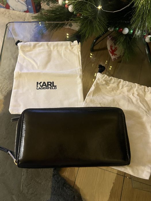 Karl Lagerfeld czarny skórzany portfel logo